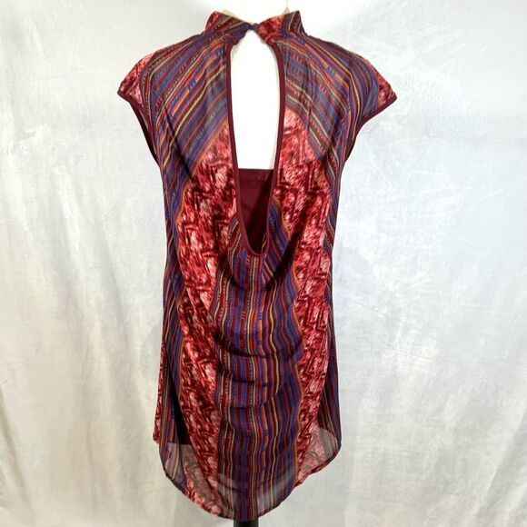 Anthropologie Hazel drape back mock neck abstract print dress size small - Picture 3 of 6